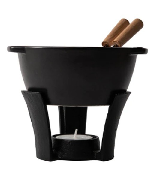 Mini Fondue Topf Keramik schwarz